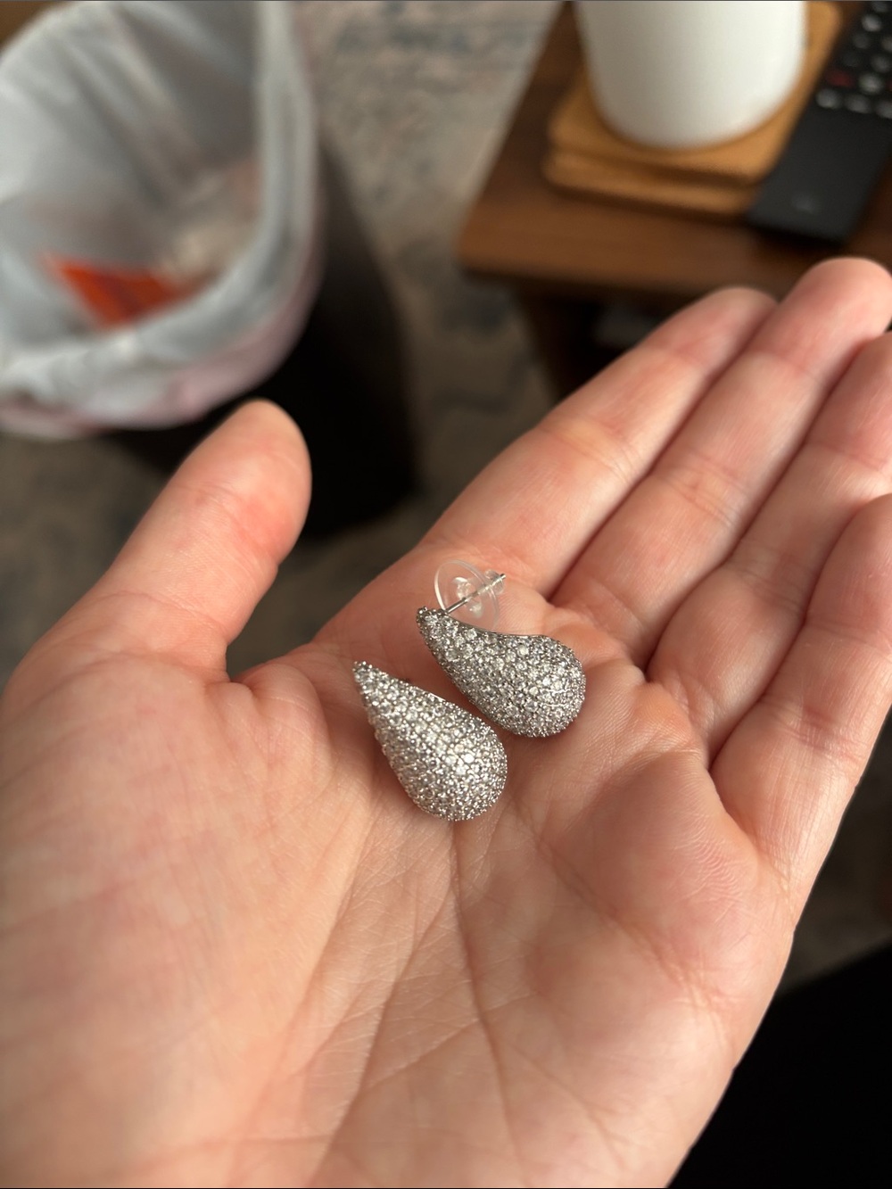 Silver Crystal Pavé Teardrop Earrings